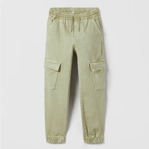 Zara Boys Green Stretch Cargo Pants